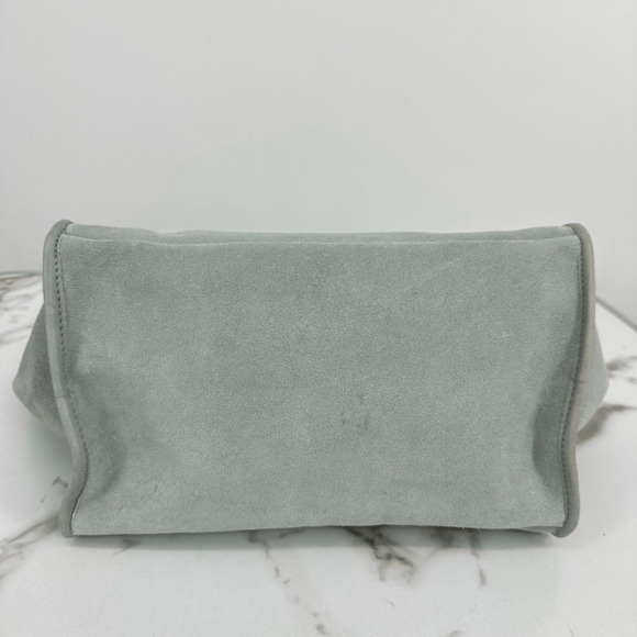 Margot Jamee Double Strapped Suede Tote Bag with Pouch Light Blue Minimalist - Picture 12 of 14